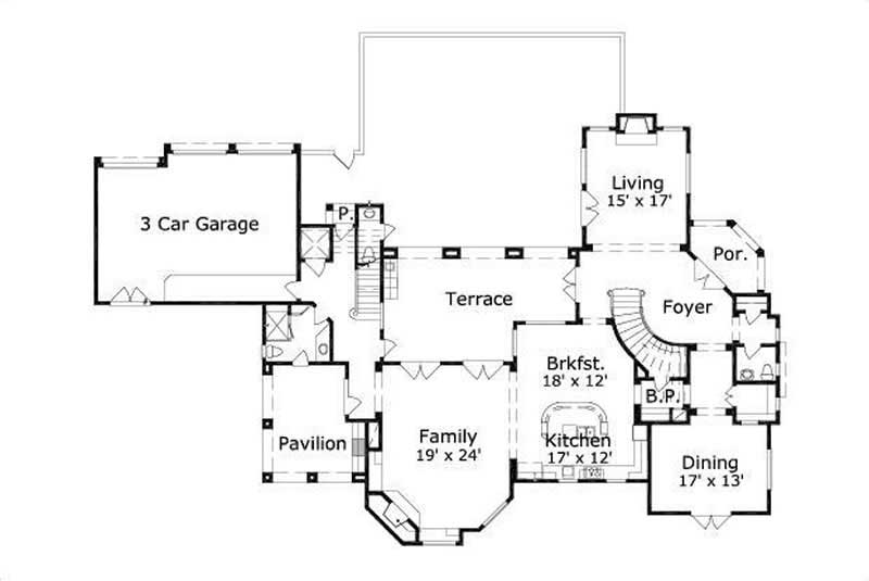 Floor Plan First Story of Luxury Plan #156-1453