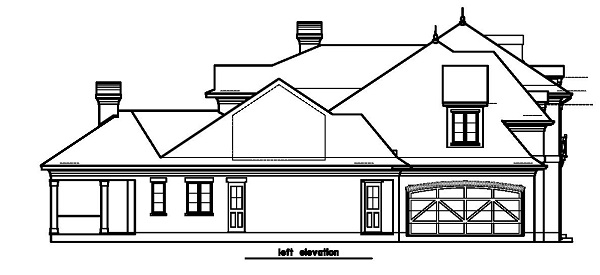 Home Plan Left Elevation of this 4-Bedroom,5974 Sq Ft Plan -156-1454