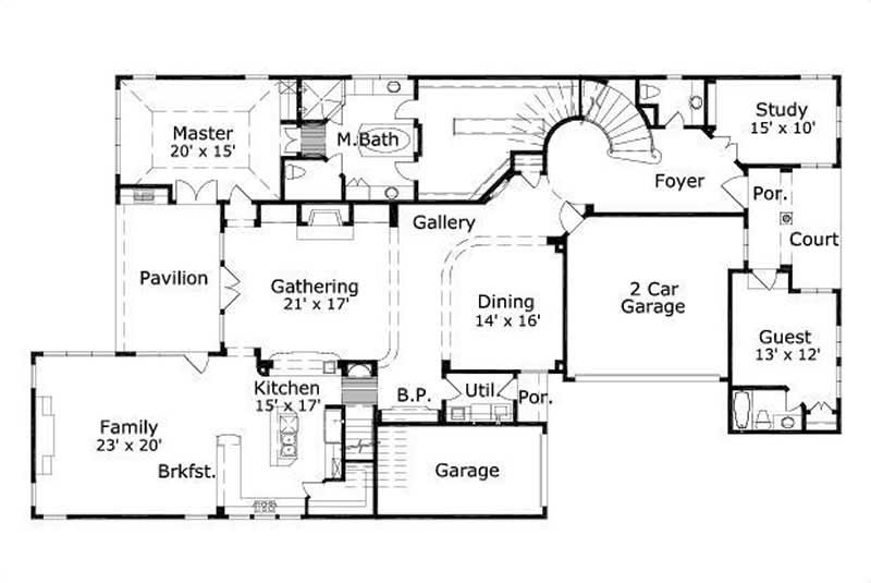 Floor Plan First Story of Luxury Plan #156-1455