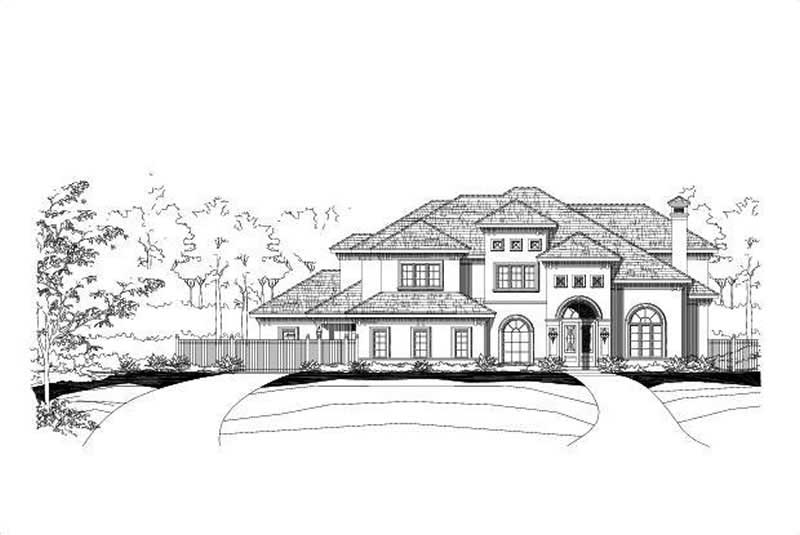 Front elevation of Luxury home (ThePlanCollection: House Plan #156-1457)