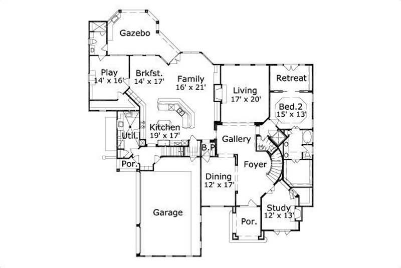 Floor Plan First Story of Luxury Plan #156-1457