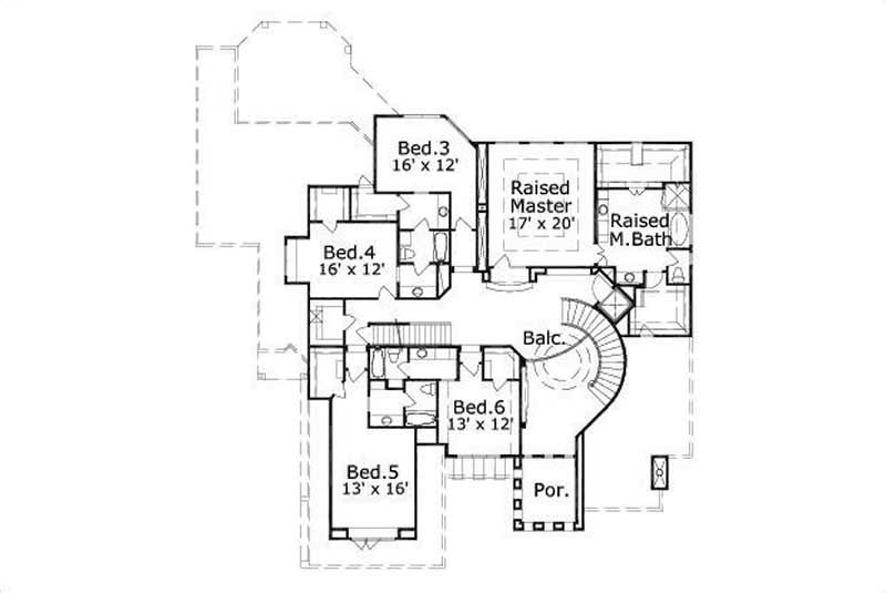 Floor Plan Second Story of Luxury Plan #156-1457