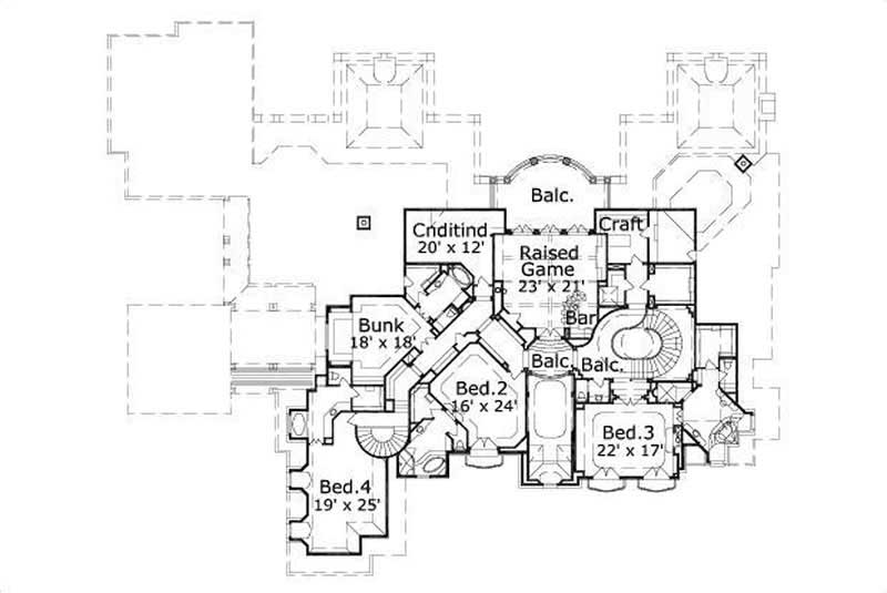 Floor Plan Second Story of French Plan #156-1464