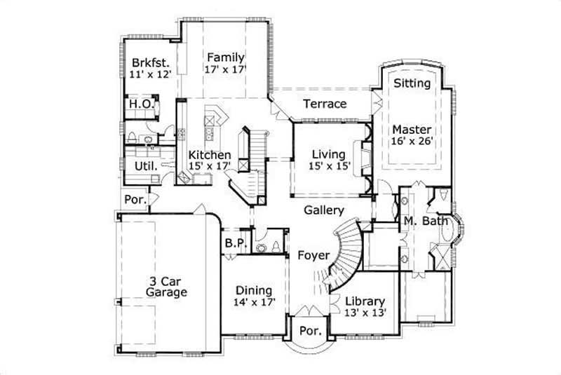 Floor Plan First Story of Luxury Plan #156-1465