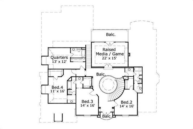 Floor Plan Second Story of Luxury Plan #156-1465