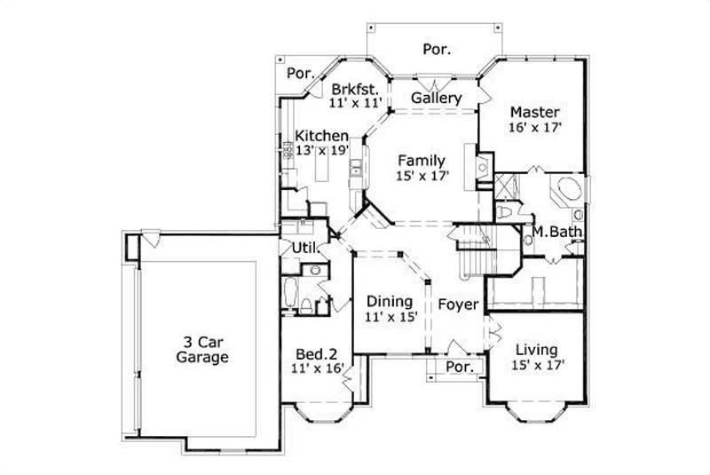 Floor Plan First Story of Luxury Plan #156-1467