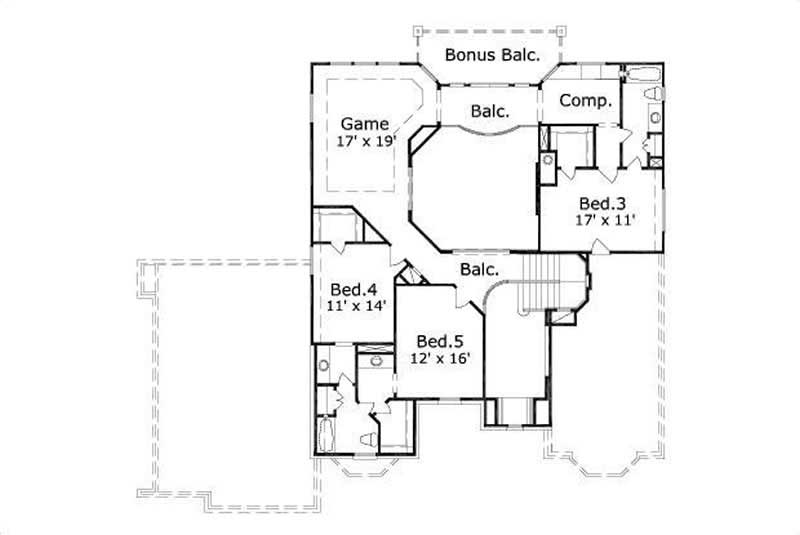Floor Plan Second Story of Luxury Plan #156-1467
