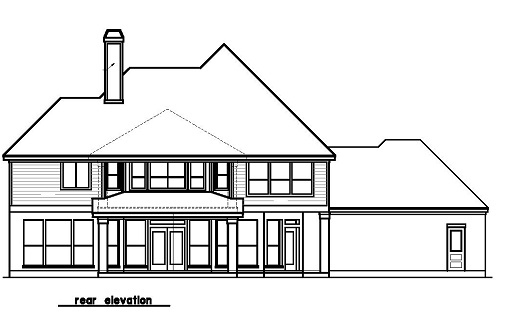 Home Plan Rear Elevation of this 5-Bedroom,4233 Sq Ft Plan -156-1467