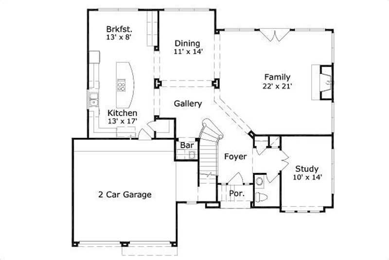 Floor Plan First Story of Mediterranean Plan #156-1468