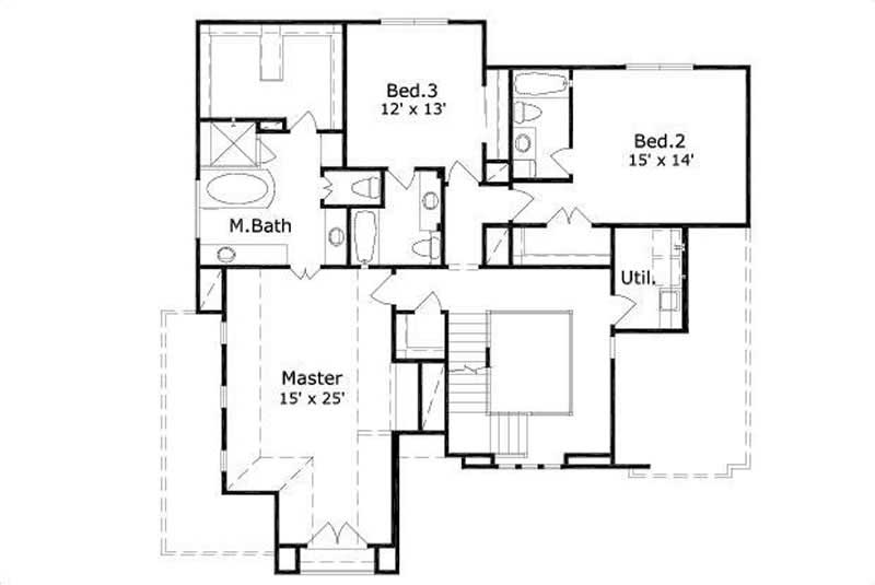 Floor Plan Second Story of Mediterranean Plan #156-1468