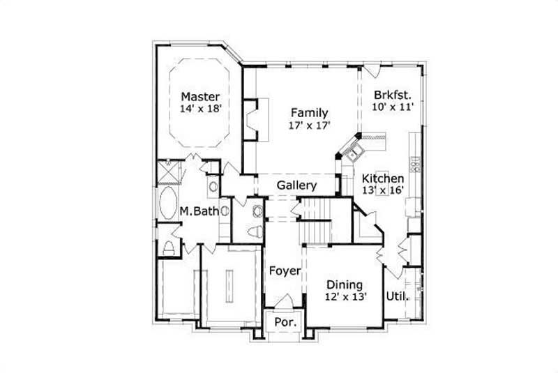 Floor Plan First Story of Traditional Plan #156-1469