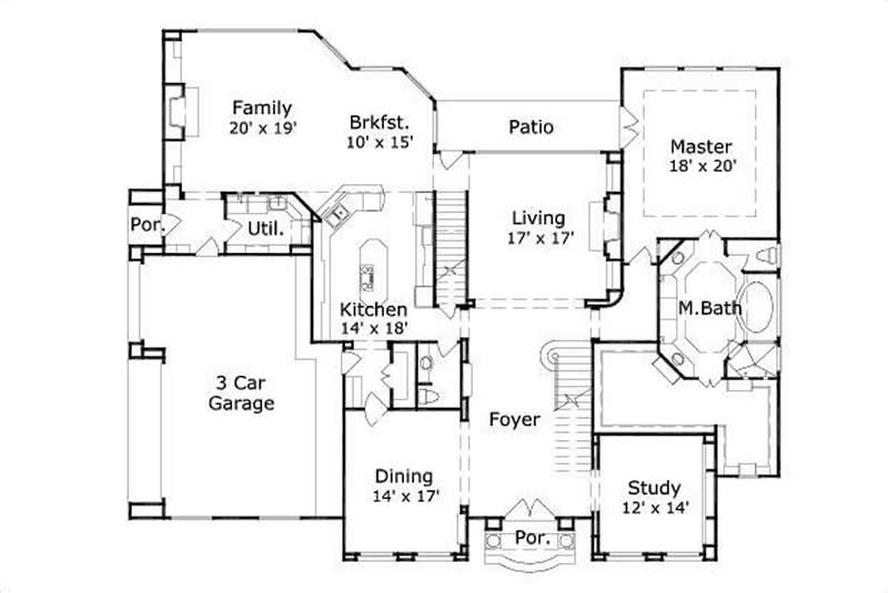 Floor Plan First Story of Mediterranean Plan #156-1470