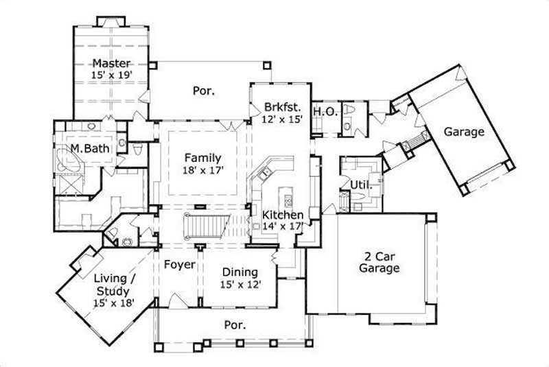 Floor Plan First Story of Luxury Plan #156-1472