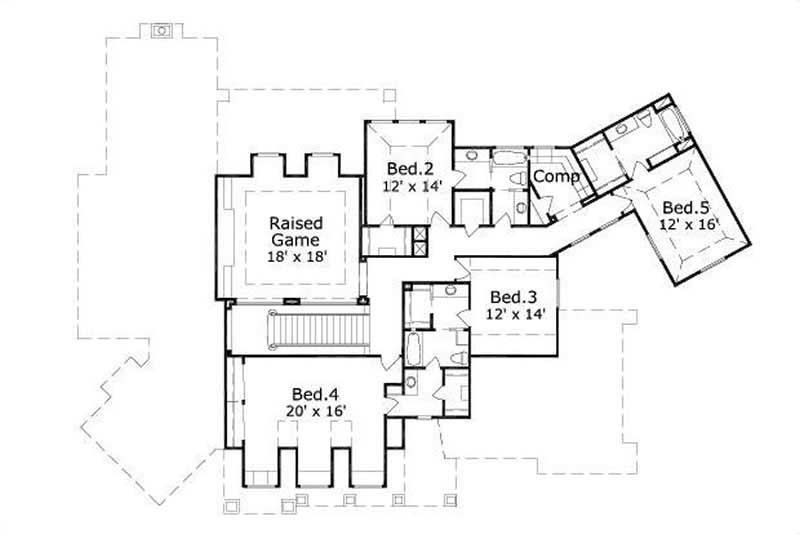 Floor Plan Second Story of Luxury Plan #156-1472