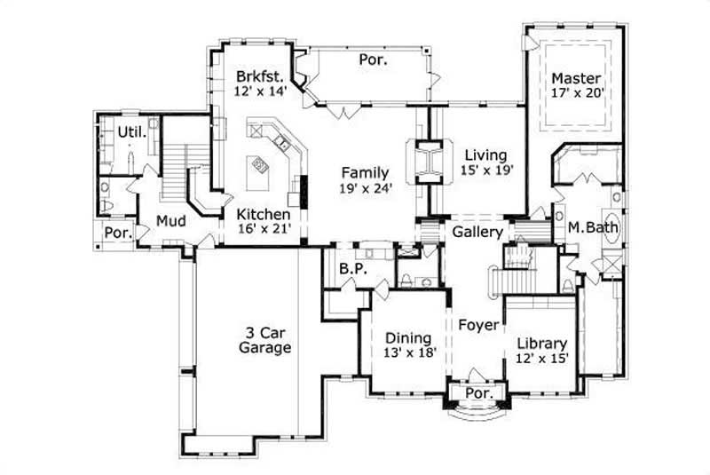 Floor Plan First Story of Luxury Plan #156-1473