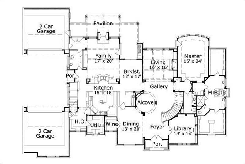 Floor Plan First Story of Luxury Plan #156-1480