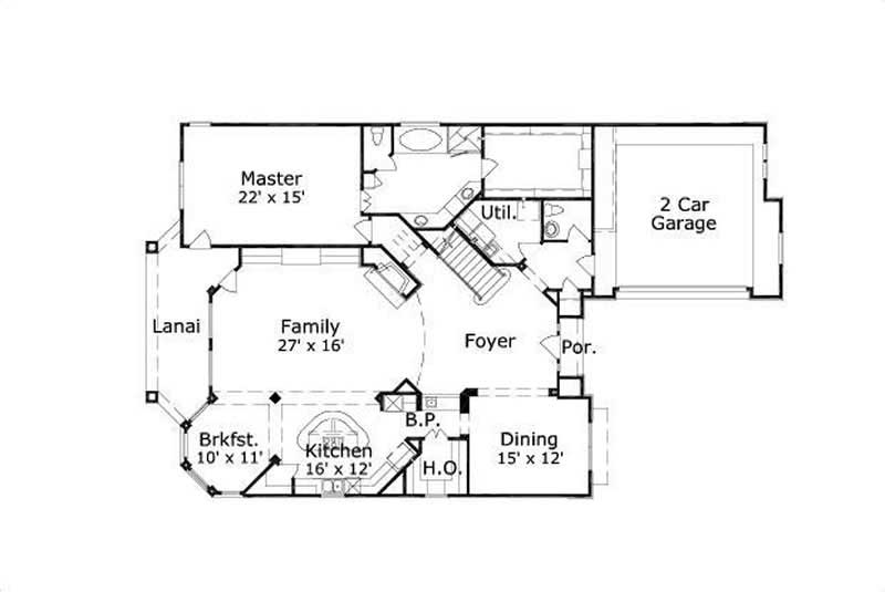 Floor Plan First Story of Country Plan #156-1484