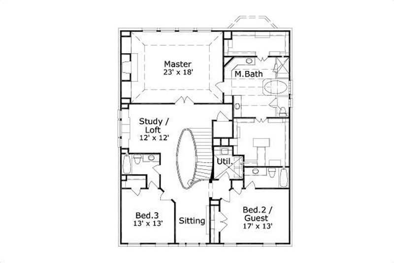 Floor Plan Second Story of Luxury Plan #156-1485