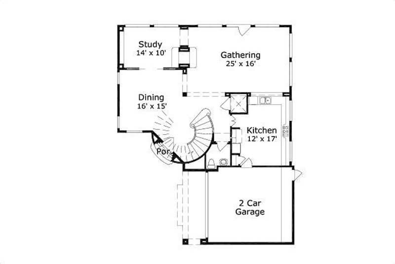 Floor Plan First Story of Tuscan Plan #156-1492