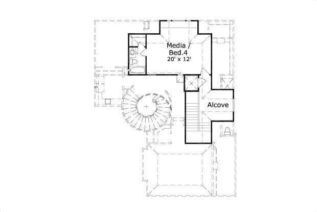 Floor Plan Third Story of Tuscan Plan #156-1492