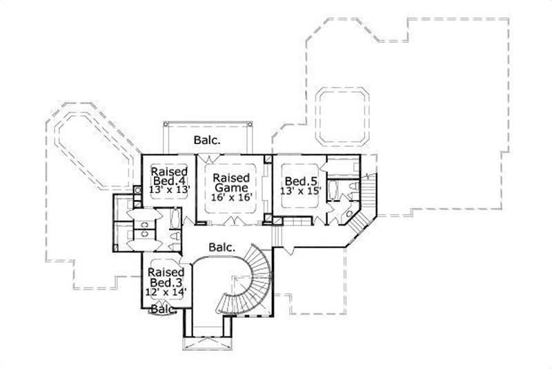 Floor Plan Second Story of Luxury Plan #156-1493