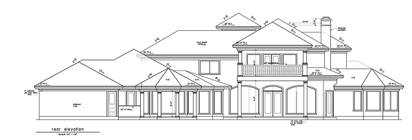 Home Plan Rear Elevation of this 5-Bedroom,5255 Sq Ft Plan -156-1493
