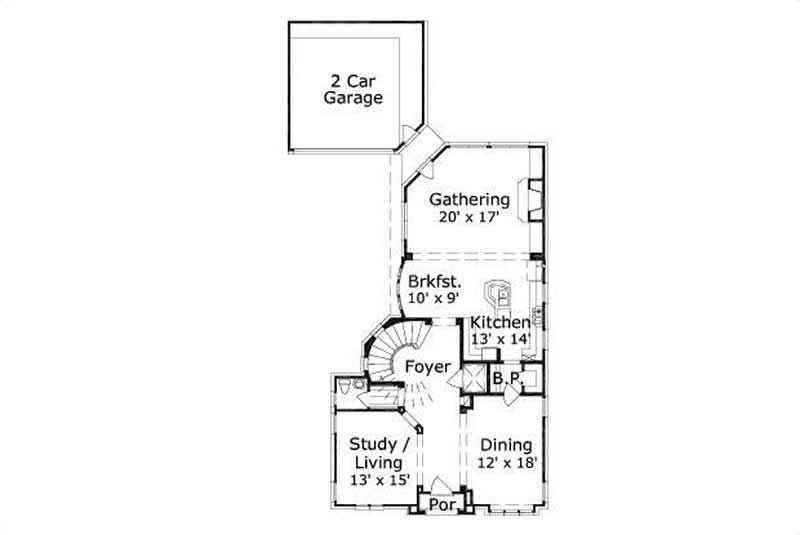 Floor Plan First Story of Country Plan #156-1501