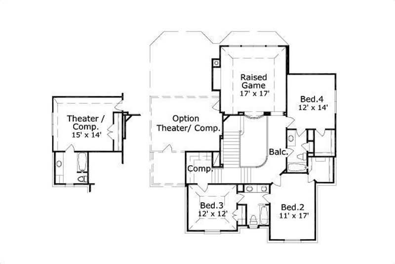 Floor Plan Second Story of Country Plan #156-1502