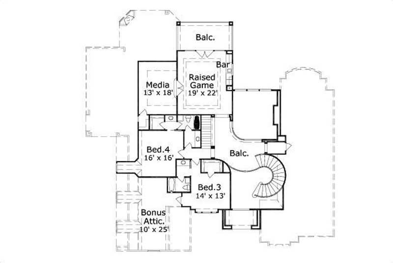 Floor Plan Second Story of Luxury Plan #156-1504