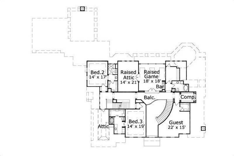 Floor Plan Second Story of Luxury Plan #156-1505