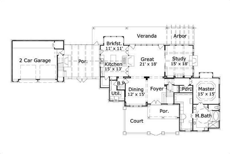 Floor Plan First Story of Luxury Plan #156-1506