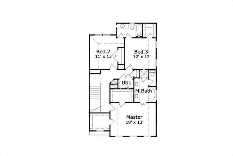 Floor Plan Second Story of Multi-Level Plan #156-1507