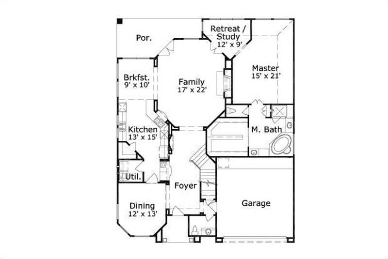 Floor Plan First Story of Mediterranean Plan #156-1510