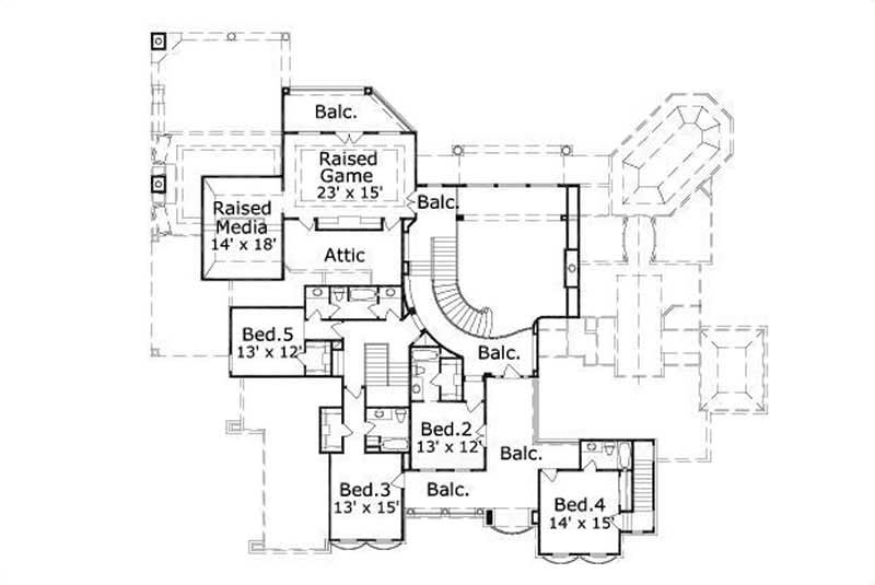 Floor Plan Second Story of French Plan #156-1511
