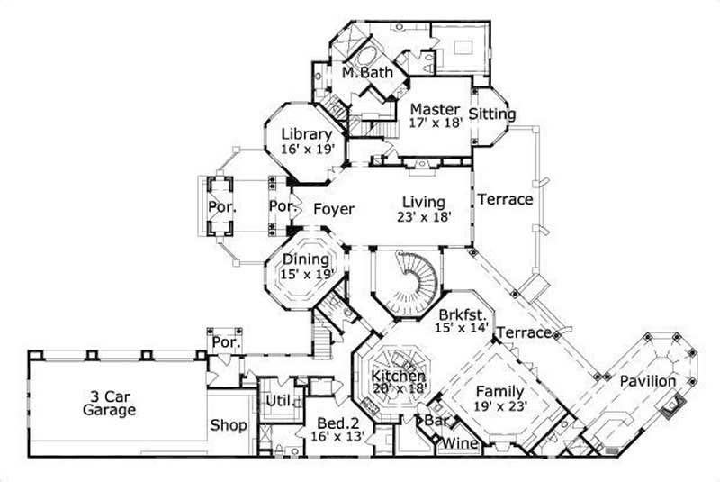 Floor Plan First Story of Luxury Plan #156-1512