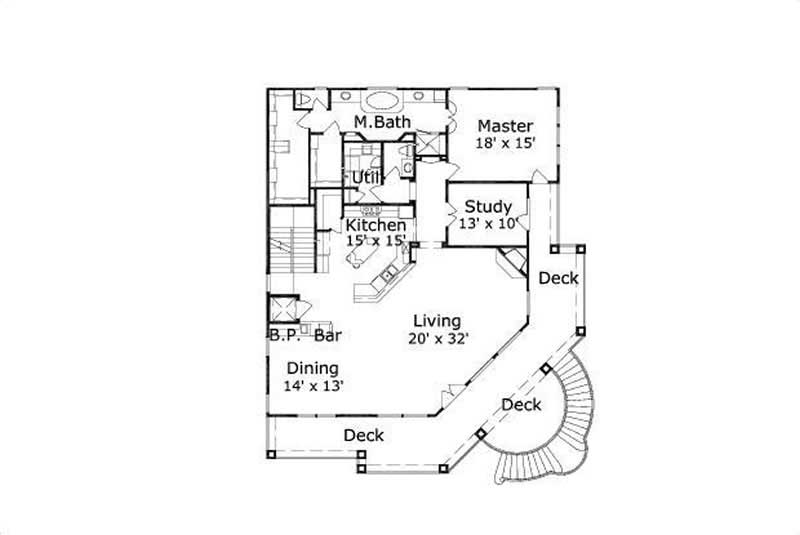 Floor Plan Second Story of Coastal Plan #156-1513