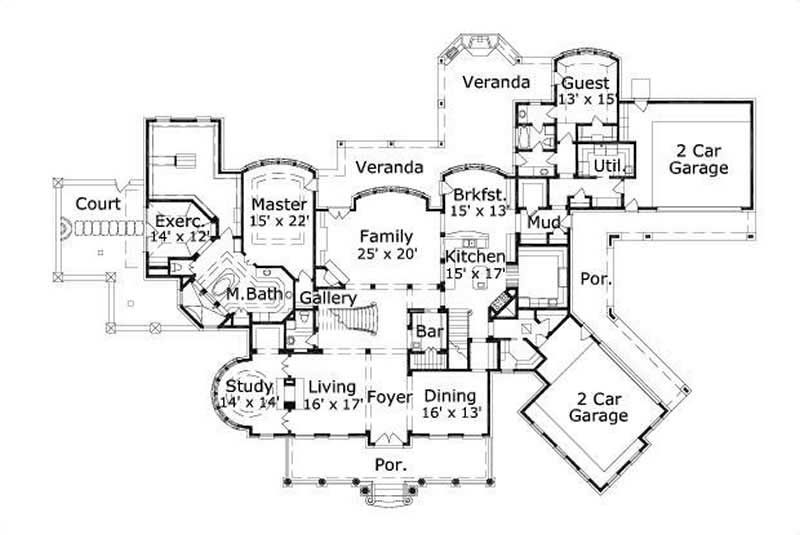 Floor Plan First Story of Colonial Plan #156-1515
