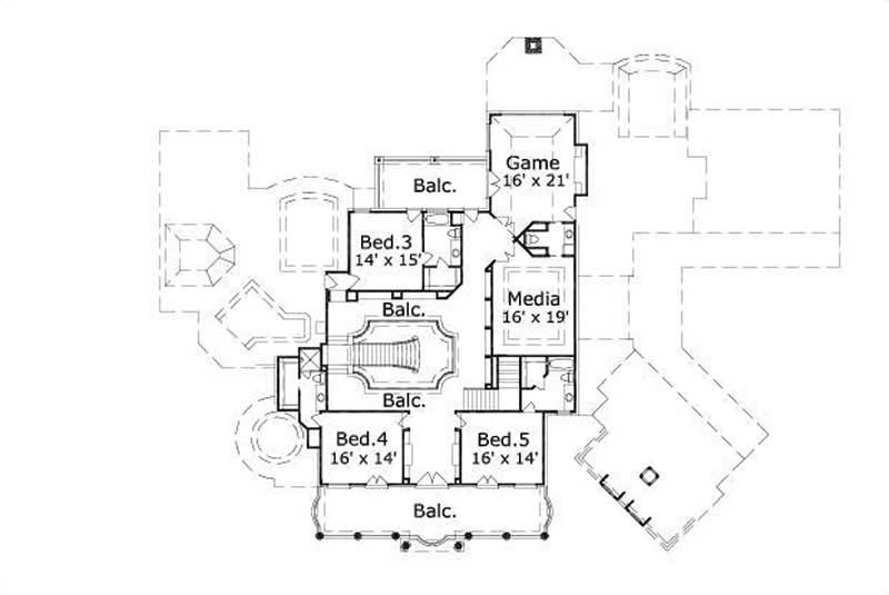 Floor Plan Second Story of Colonial Plan #156-1515