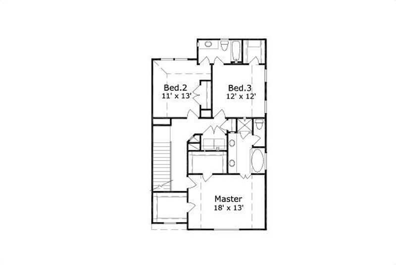 Floor Plan Second Story of Multi-Level Plan #156-1518