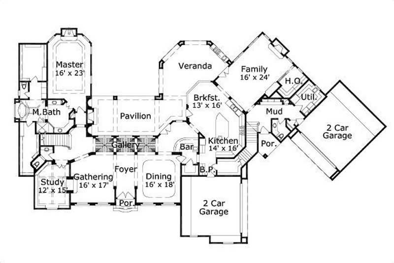 Floor Plan First Story of Luxury Plan #156-1519