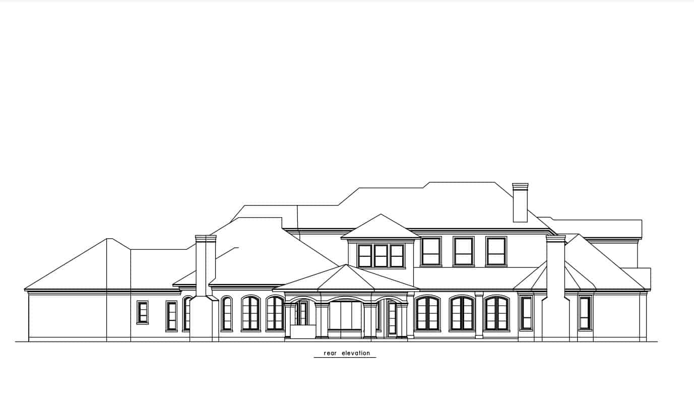 Home Plan Rear Elevation of this 4-Bedroom,6233 Sq Ft Plan -156-1519