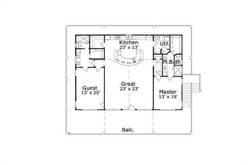 Floor Plan First Story of Coastal Plan #156-1522