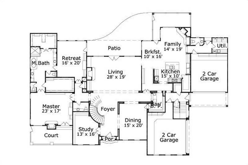Floor Plan First Story of Luxury Plan #156-1528