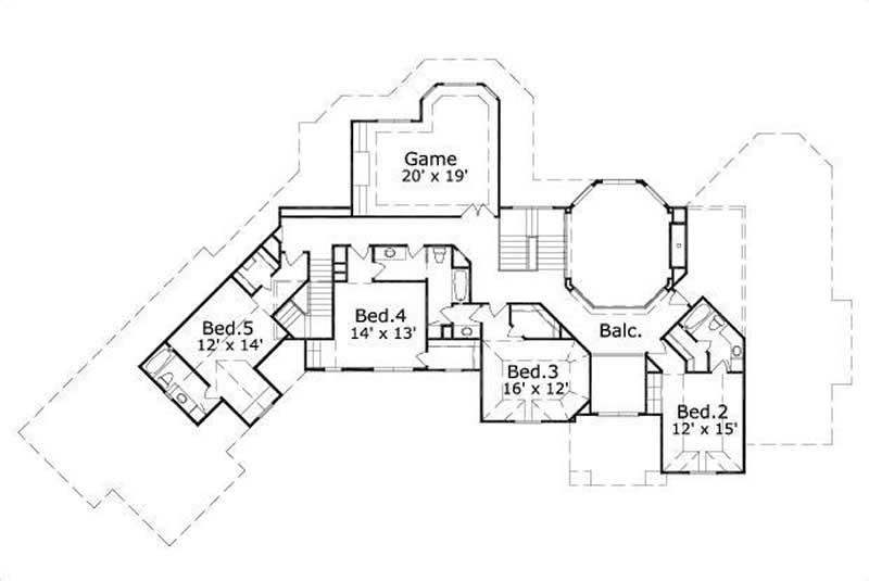 Floor Plan Second Story of Country Plan #156-1530