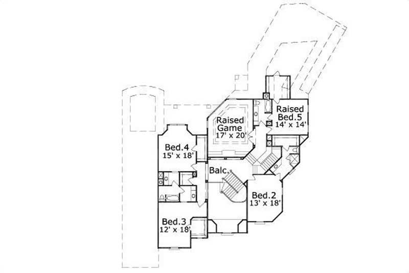 Floor Plan Second Story of Luxury Plan #156-1531