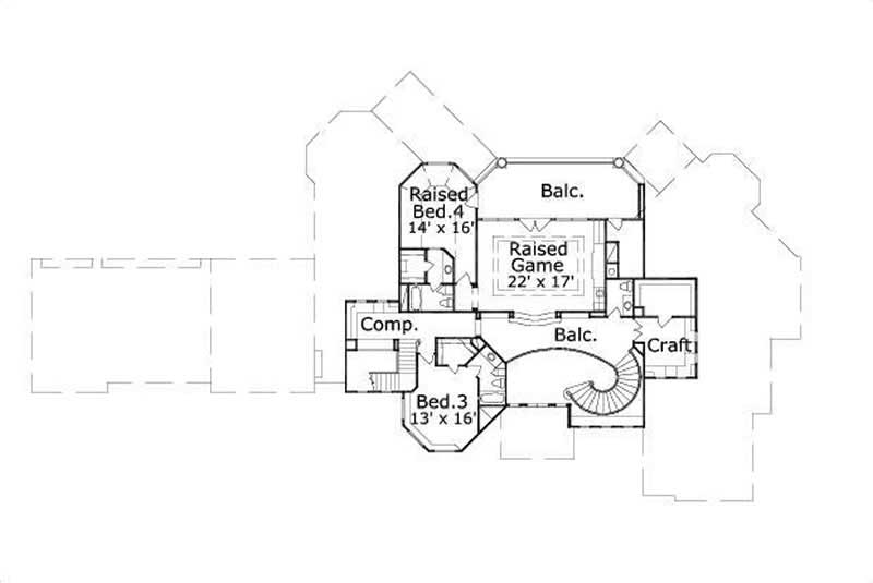 Floor Plan Second Story of Luxury Plan #156-1533