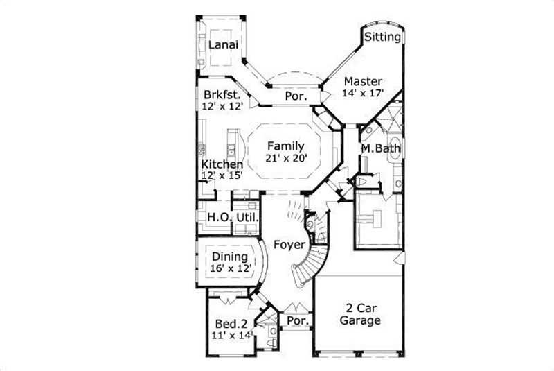 Floor Plan First Story of Luxury Plan #156-1535
