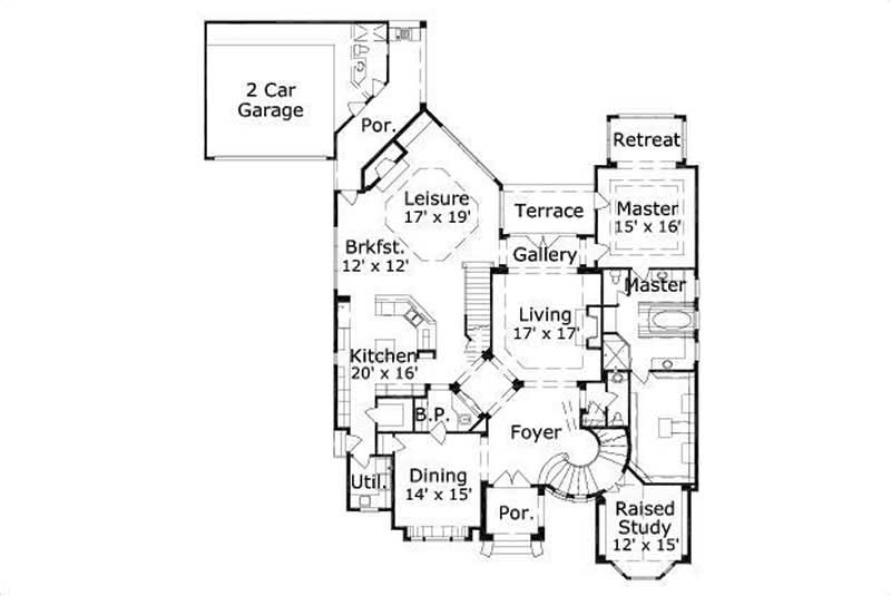 Floor Plan First Story of Luxury Plan #156-1536