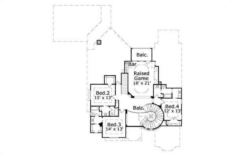 Floor Plan Second Story of Luxury Plan #156-1536