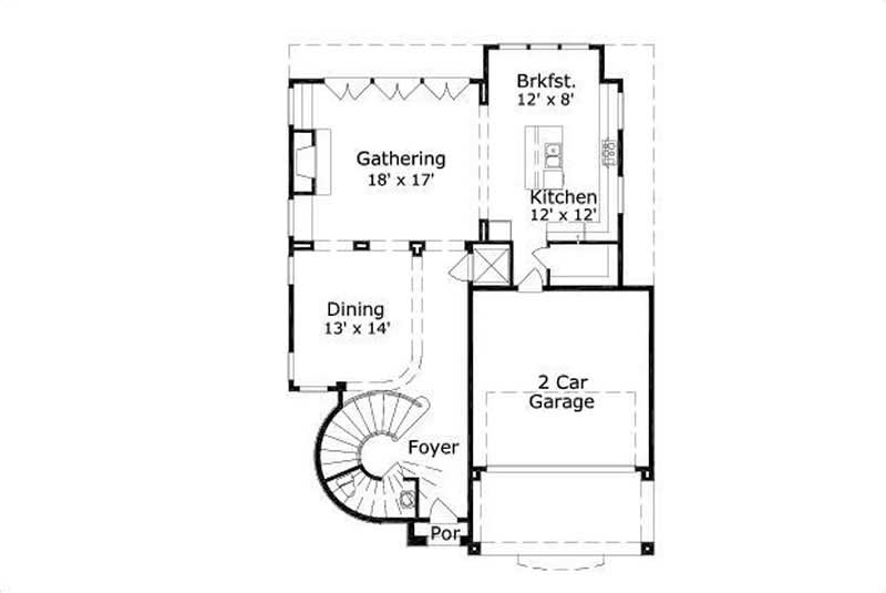 Floor Plan First Story of Tuscan Plan #156-1538